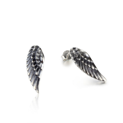 925 Sterling Silver Wing Feather Drop Earrings