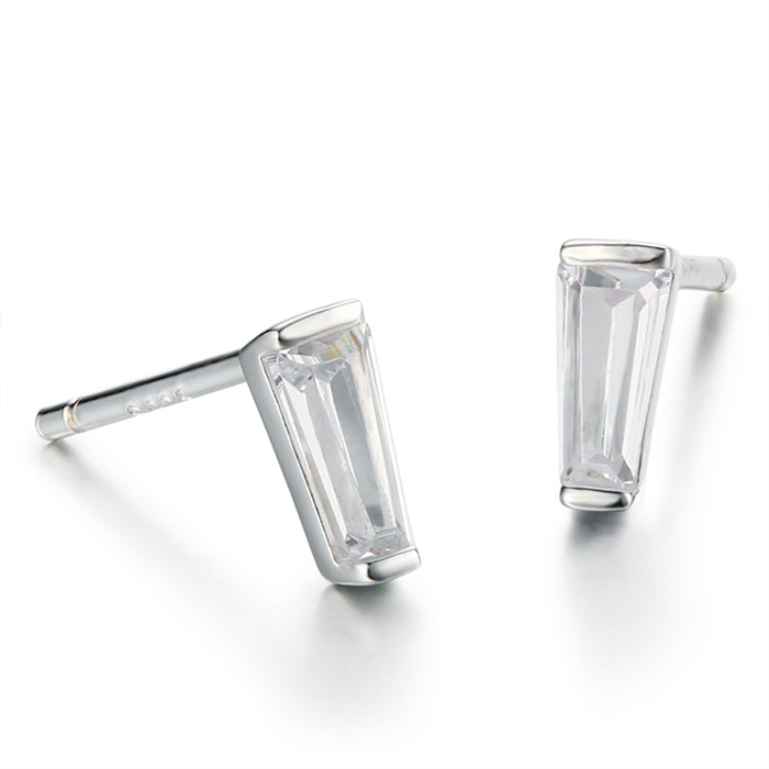 925 Sterling Silver Columnar Cubic Zirconia Stud Earrings