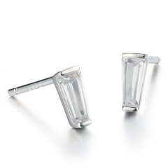 925 Sterling Silver Columnar Cubic Zirconia Stud Earrings