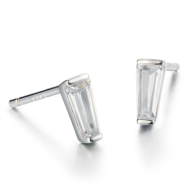 925 Sterling Silver Columnar Cubic Zirconia Stud Earrings
