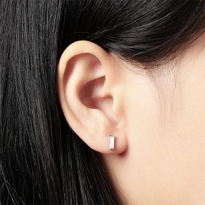925 Sterling Silver Columnar Cubic Zirconia Stud Earrings