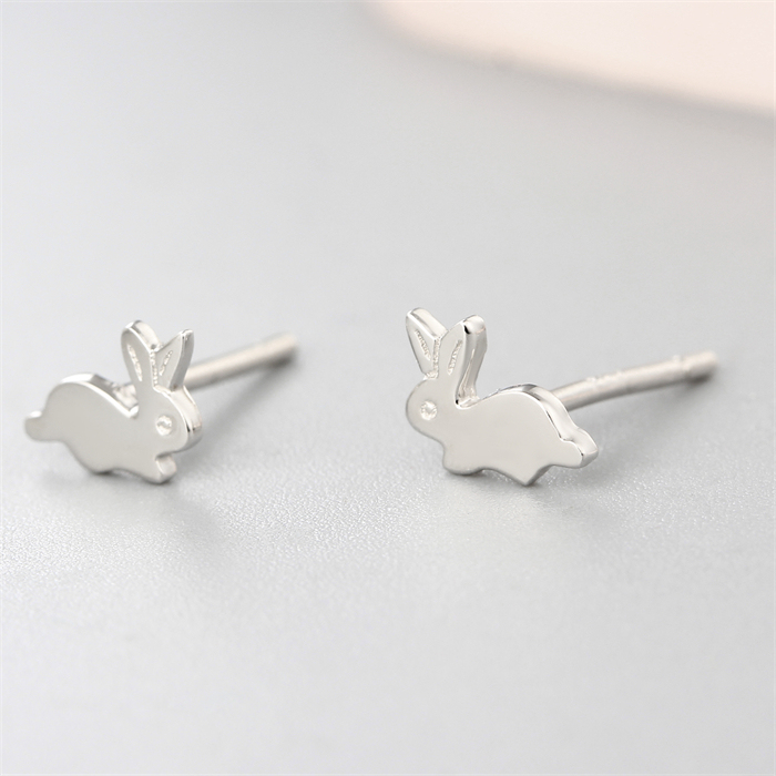 925 Sterling Silver Lovely Rabbit Stud Earrings For Cute Girls