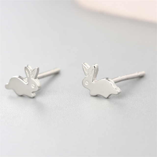925 Sterling Silver Lovely Rabbit Stud Earrings For Cute Girls