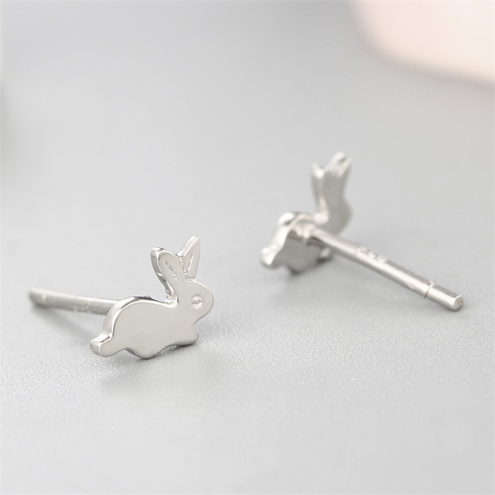 925 Sterling Silver Lovely Rabbit Stud Earrings For Cute Girls