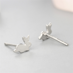 925 Sterling Silver Lovely Rabbit Stud Earrings For Cute Girls