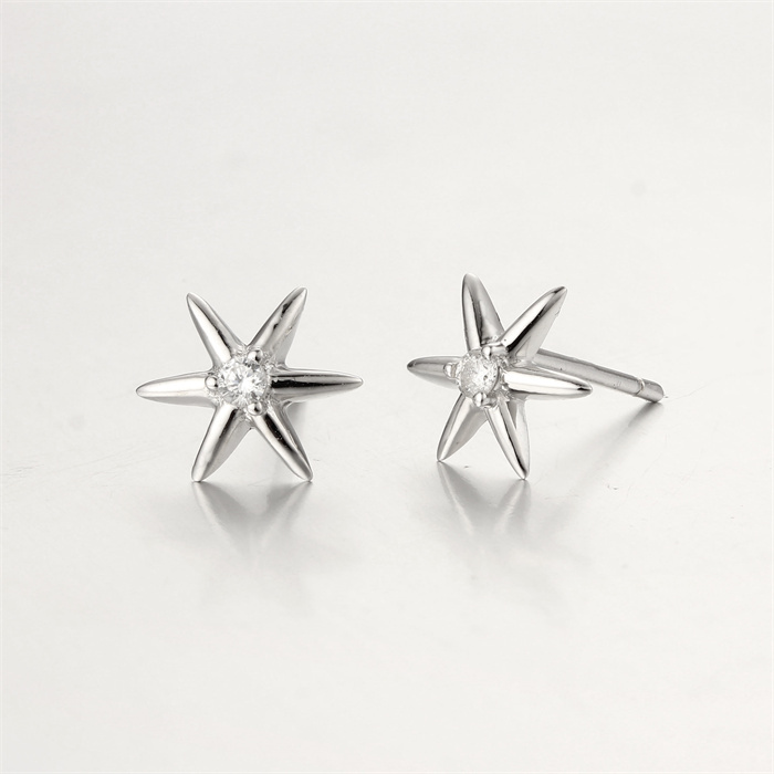 925 Sterling Silver CZ Star Stud Earrings
