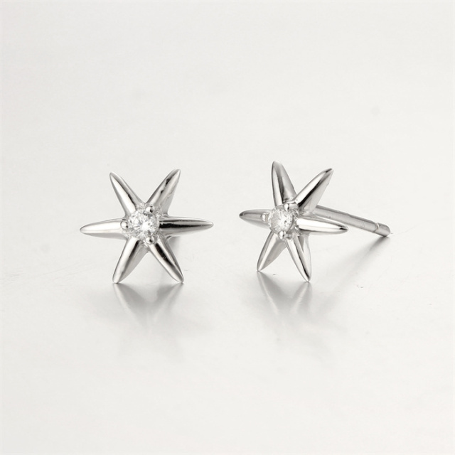 925 Sterling Silver CZ Star Stud Earrings