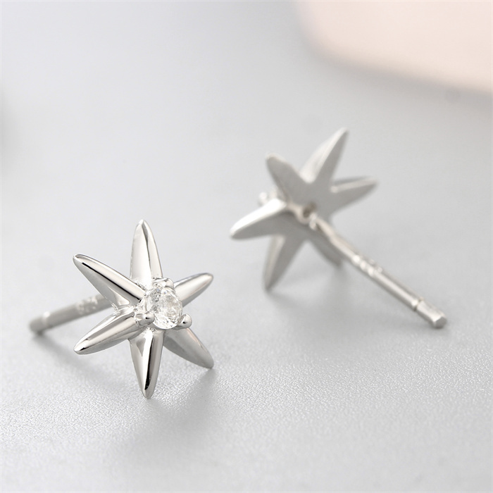 925 Sterling Silver CZ Star Stud Earrings