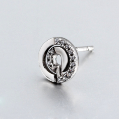 925 Sterling Silver CZ Round Stud Earrings