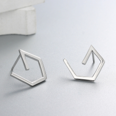 925 Sterling Silver Open Pentagon Stud Earrings