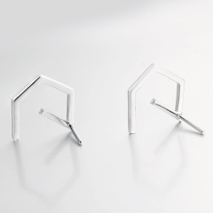 925 Sterling Silver Open Pentagon Stud Earrings