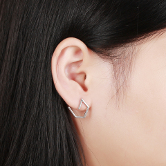 925 Sterling Silver Open Pentagon Stud Earrings