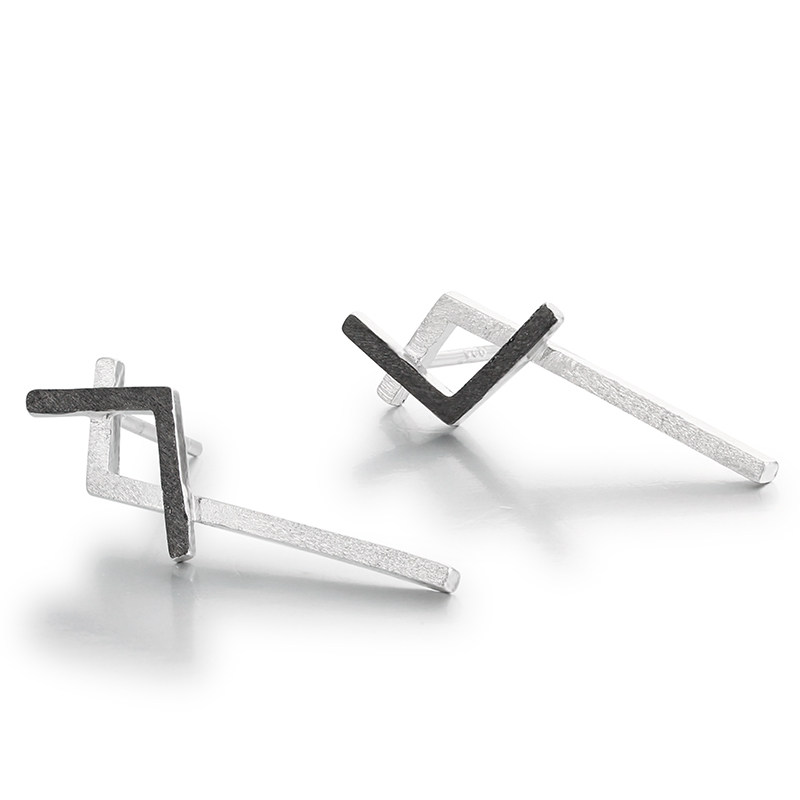 925 Sterling Silver Two-Tone Brushed Earrings
