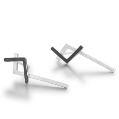 925 Sterling Silver Two-Tone Brushed Earrings
