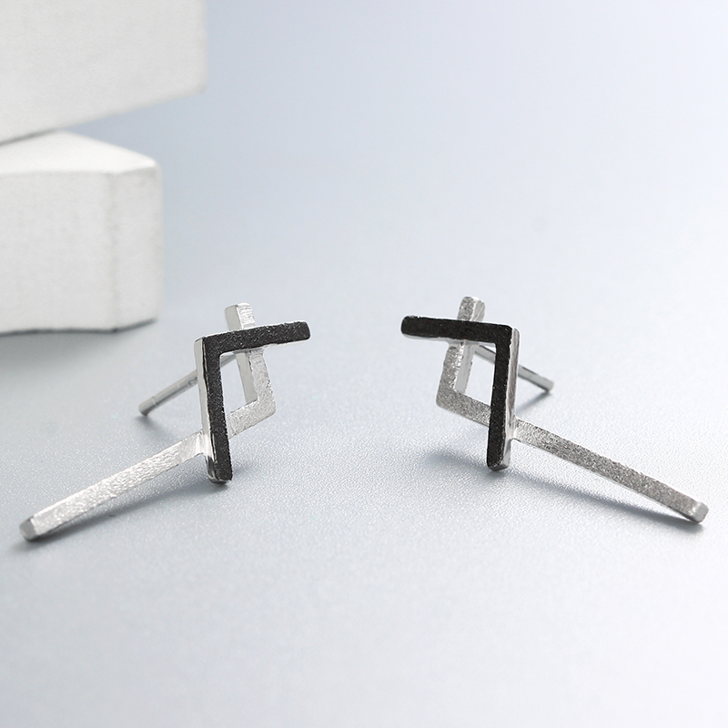 925 Sterling Silver Two-Tone Brushed Earrings