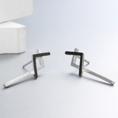 925 Sterling Silver Two-Tone Brushed Earrings
