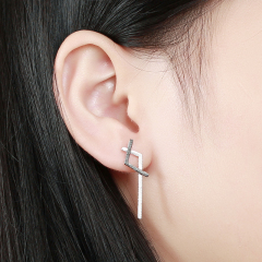 925 Sterling Silver Two-Tone Brushed Earrings