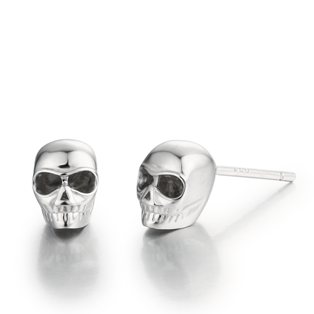 925 Sterling Silver Skull Stud Earrings