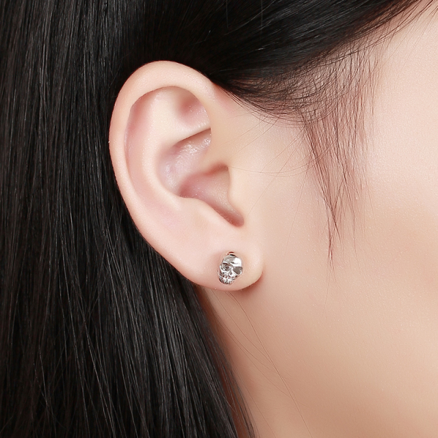 925 Sterling Silver Skull Stud Earrings