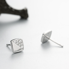 925 Sterling Silver Cubic Zirconia Square Stud Earrings