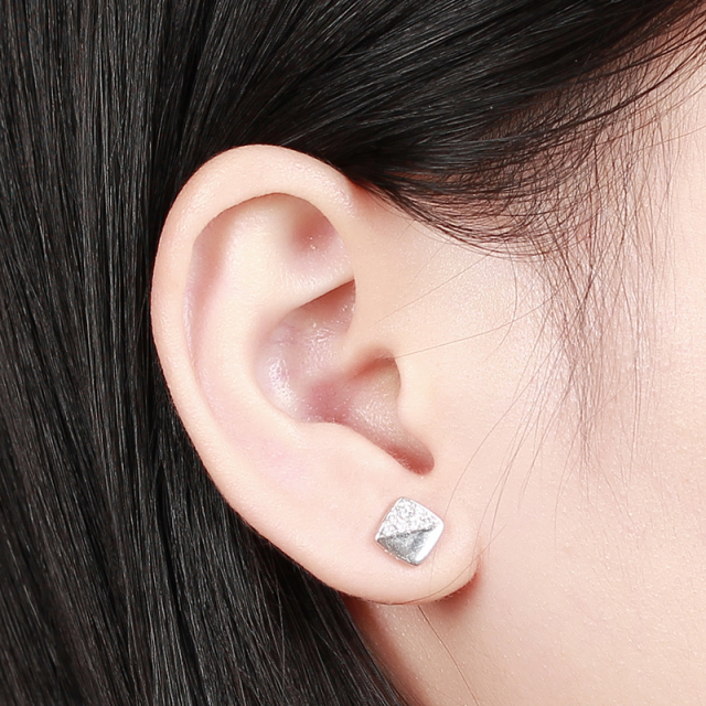 925 Sterling Silver Cubic Zirconia Square Stud Earrings