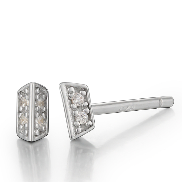 925 Silver Cubic Zirconia Square Stud Earring