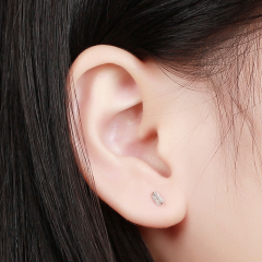 925 Silver Cubic Zirconia Square Stud Earring