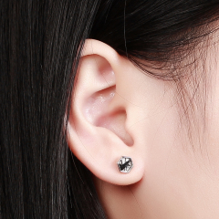 925 Sterling Silver Cubic Zirconia Hexagon Stud Earrings