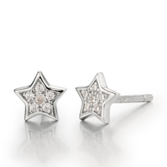 925 Sterling Silver Cubic Zirconia Star Stud Earrings