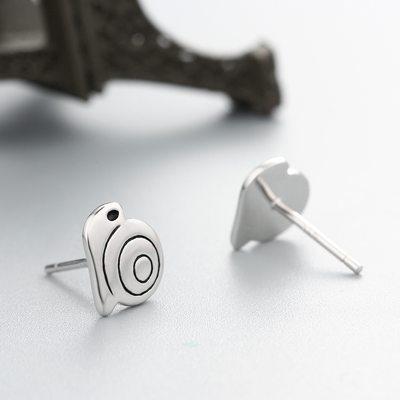 925 Sterling Silver Cute Snail Stud Earrings