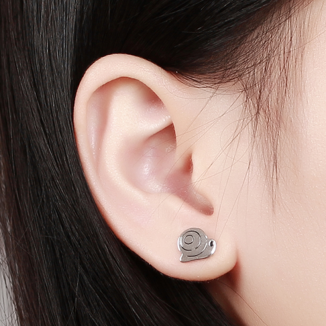 925 Sterling Silver Cute Snail Stud Earrings