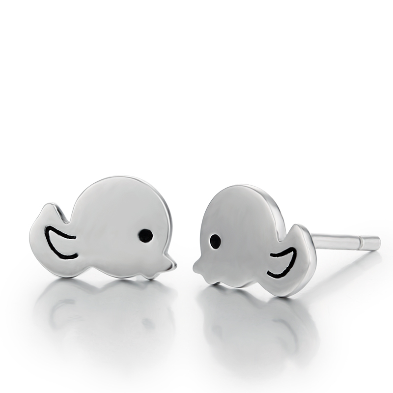 925 Sterling Silver Cute Duck Stud Earrings