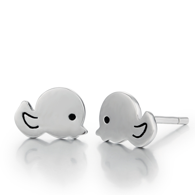 925 Sterling Silver Cute Duck Stud Earrings