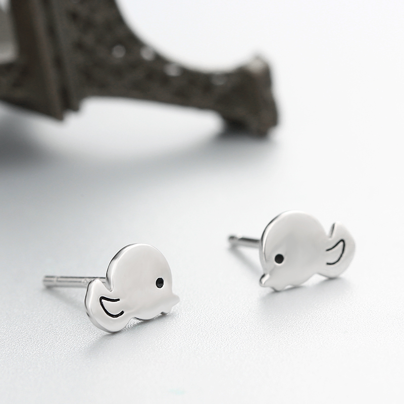 925 Sterling Silver Cute Duck Stud Earrings