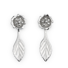 925 Sterling Silver Flower And Leaf Drop Earrings