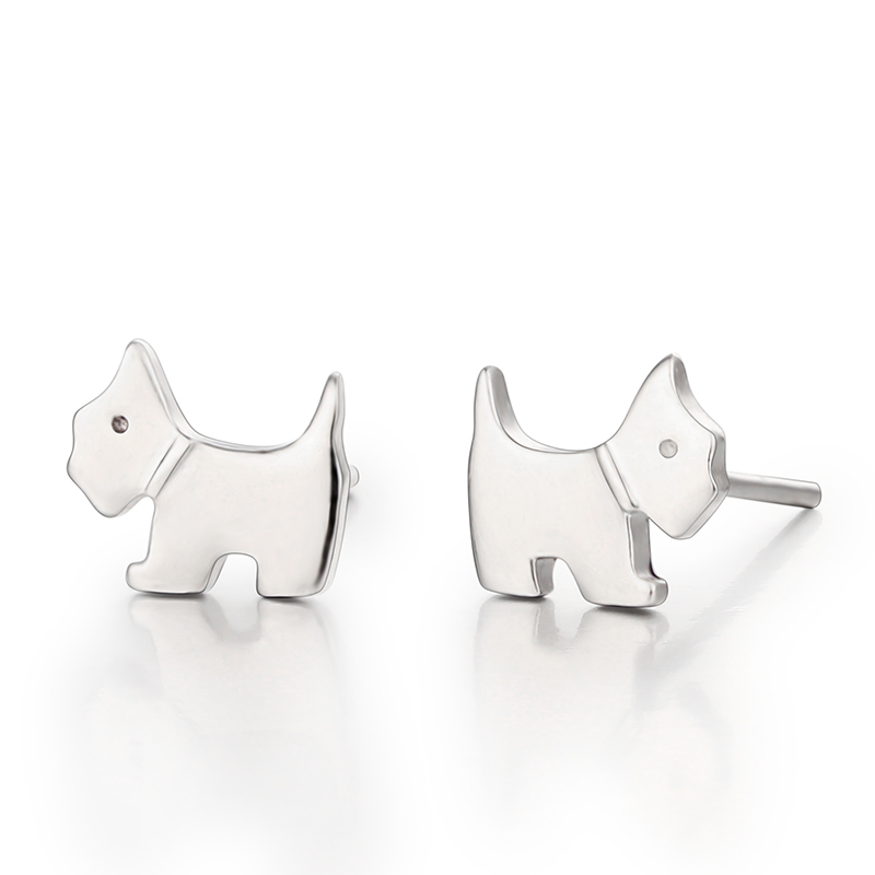 925 Sterling Silver Cute Dog Stud Earrings