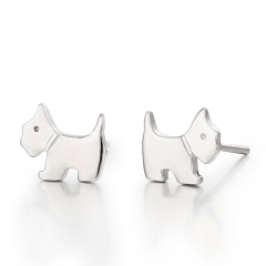 925 Sterling Silver Cute Dog Stud Earrings