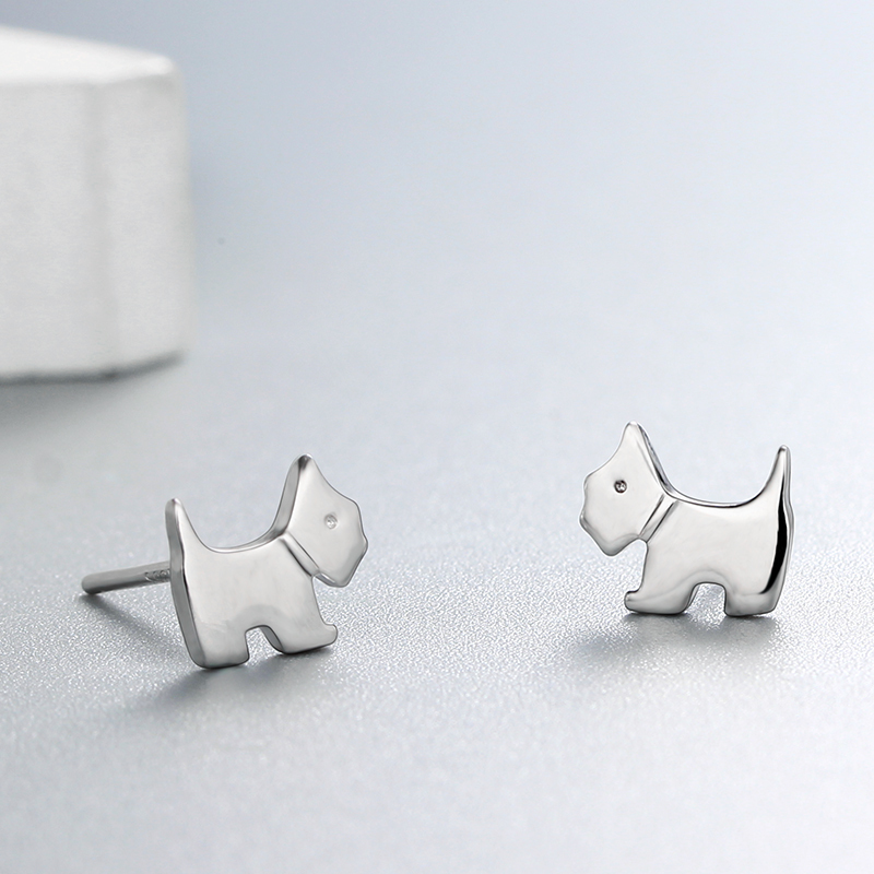 925 Sterling Silver Cute Dog Stud Earrings