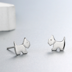 925 Sterling Silver Cute Dog Stud Earrings