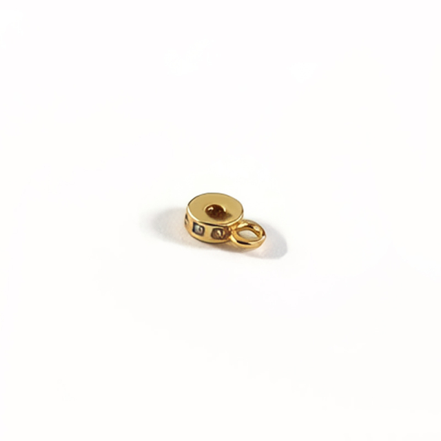 925 Sterling Silver CZ Round Charm for Beaded Jewelry