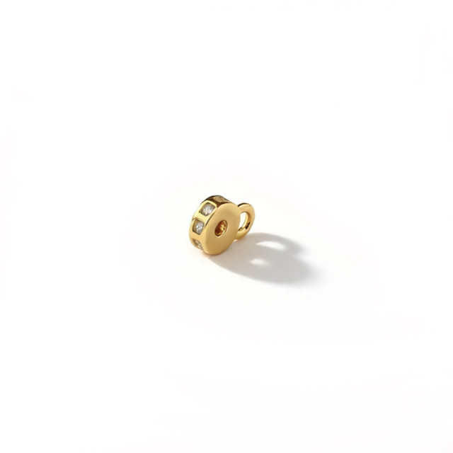 925 Sterling Silver CZ Round Charm for Beaded Jewelry