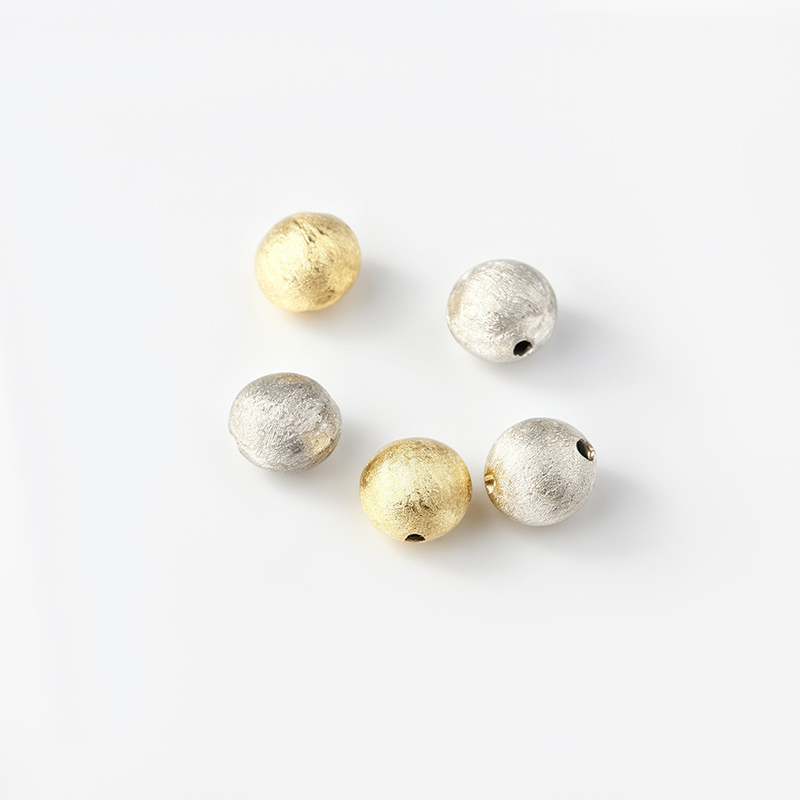 925 Sterling Silver Round Bead with Brushed Surface