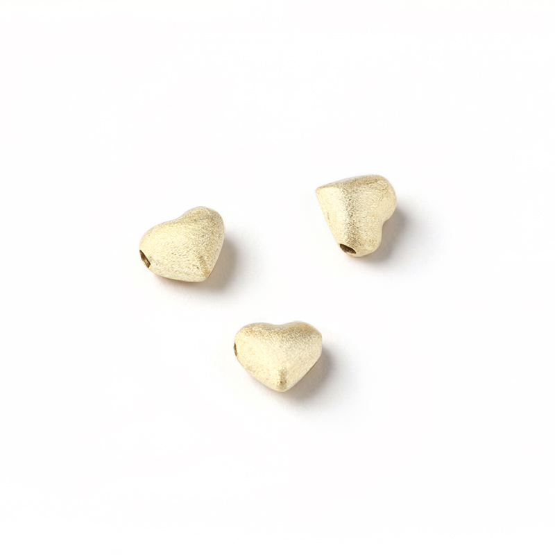 925 Sterling Silver Heart Spacer Bead with Brushed Surface