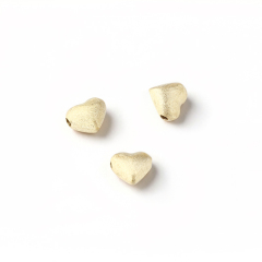925 Sterling Silver Heart Spacer Bead with Brushed Surface