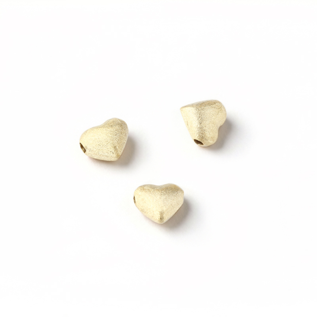 925 Sterling Silver Heart Spacer Bead with Brushed Surface