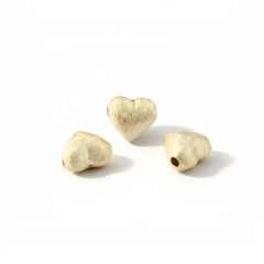 925 Sterling Silver Heart Spacer Bead with Brushed Surface