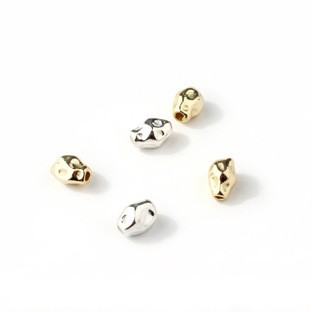 925 Sterling Silver Irregular Hammered Oval Spacer Beads