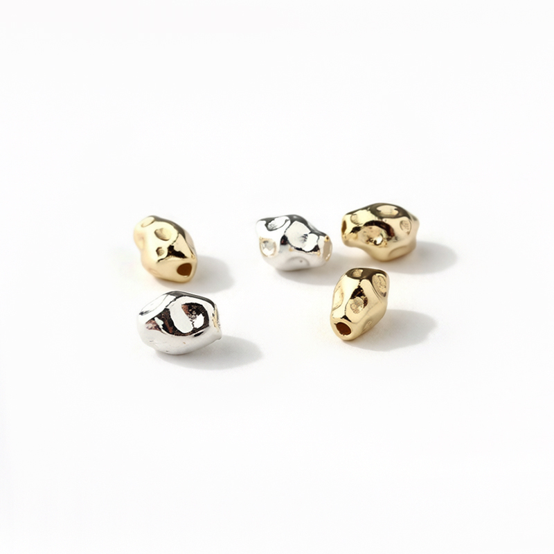 925 Sterling Silver Irregular Hammered Oval Spacer Beads