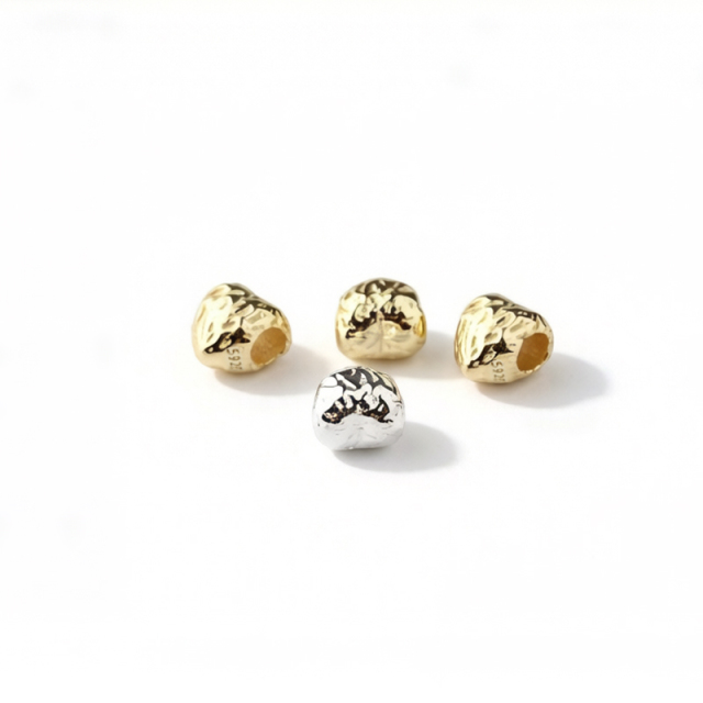 925 Sterling Silver Hammered Heart Spacer Beads