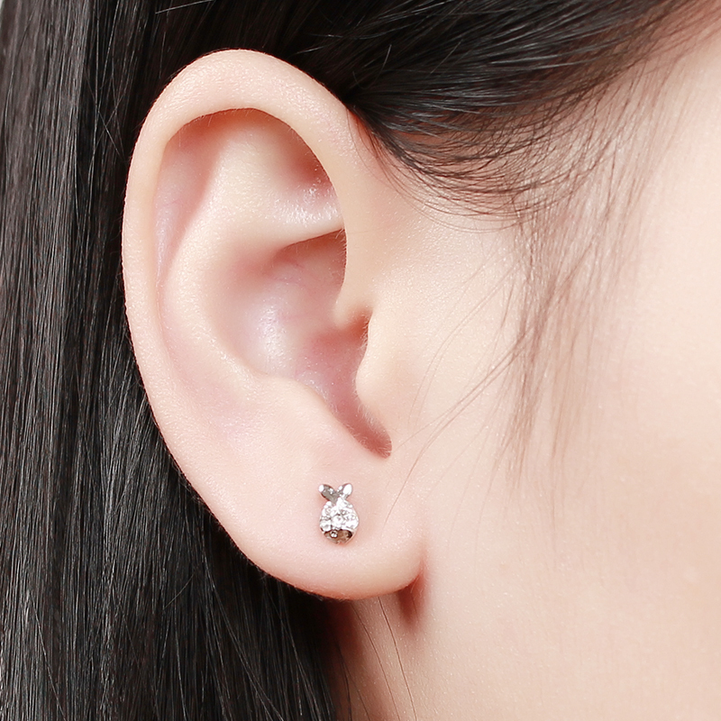 925 Sterling Silver Cubic Zirconia Fish Stud Earrings